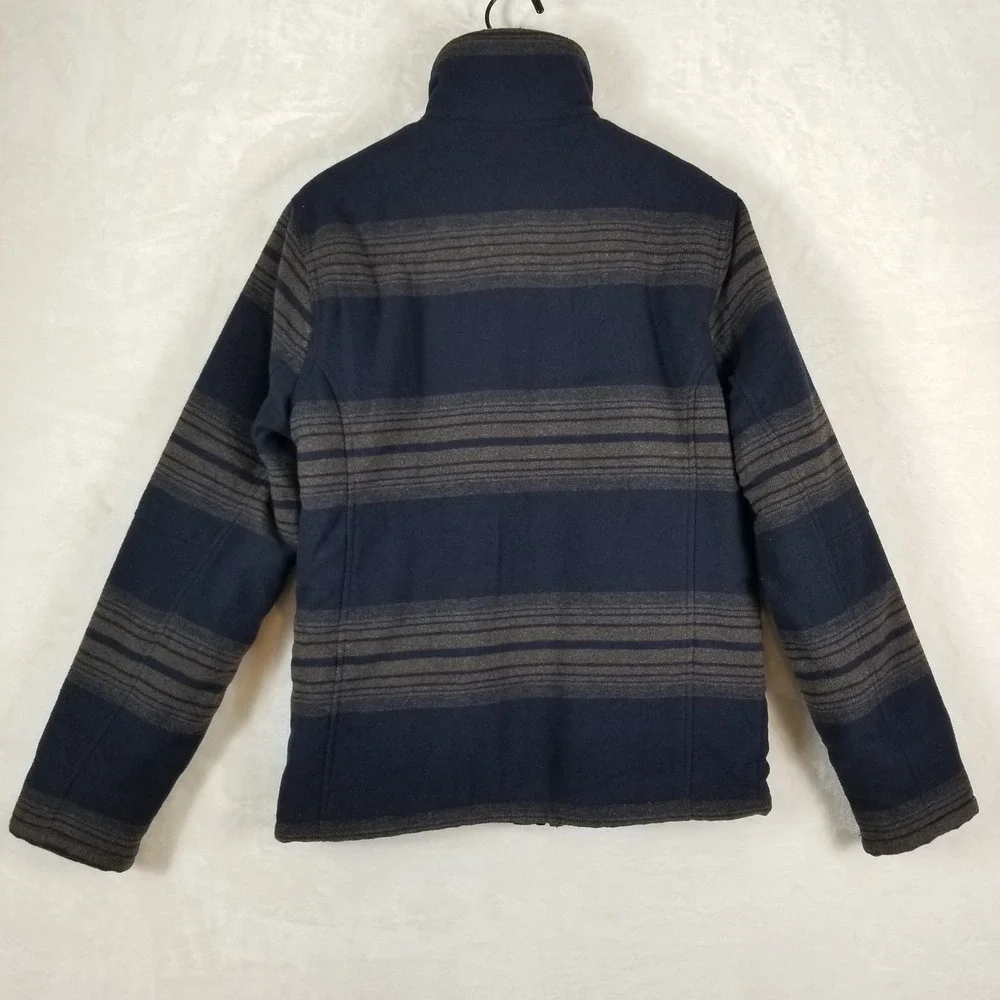 Roark Axeman Sherpa Lined Jacket Mens XS Dark Navy Striped Wool Blend New